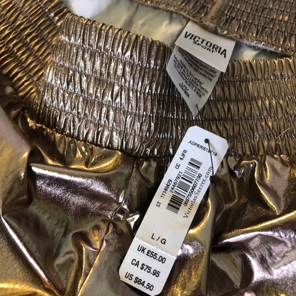 NWT Victoria Secret Sport Gold Metallic Jogger Size Large - Picture 2 of 3